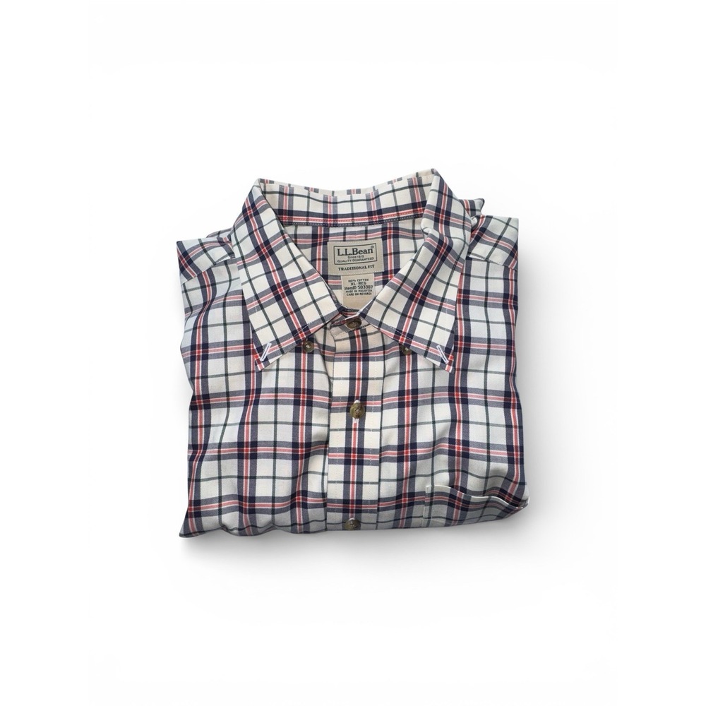 L.L. Bean Plaid Button Up Long Sleeves Shirt Multicolor Mrns XL Regular